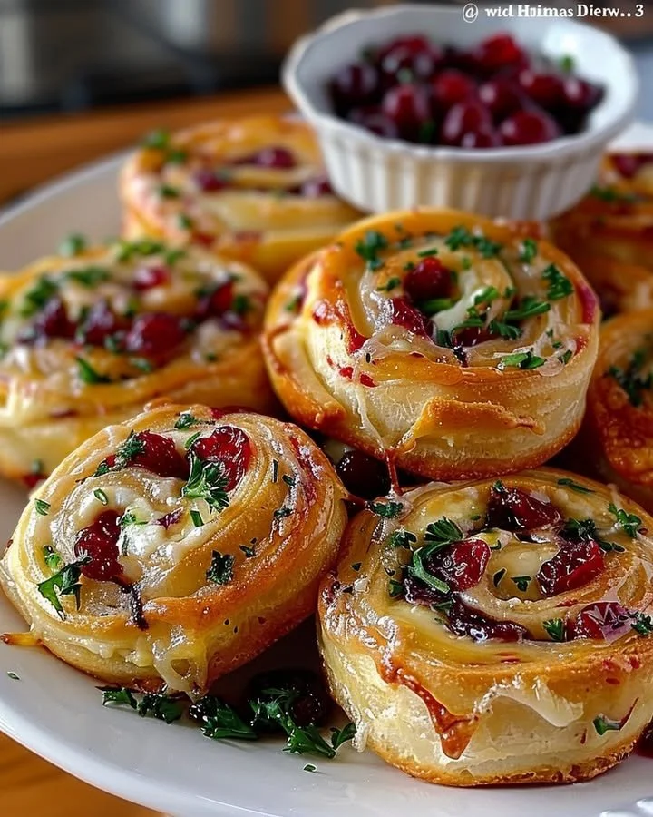 Cranberry Feta Pinwheels with Cream Cheese on a serving platter