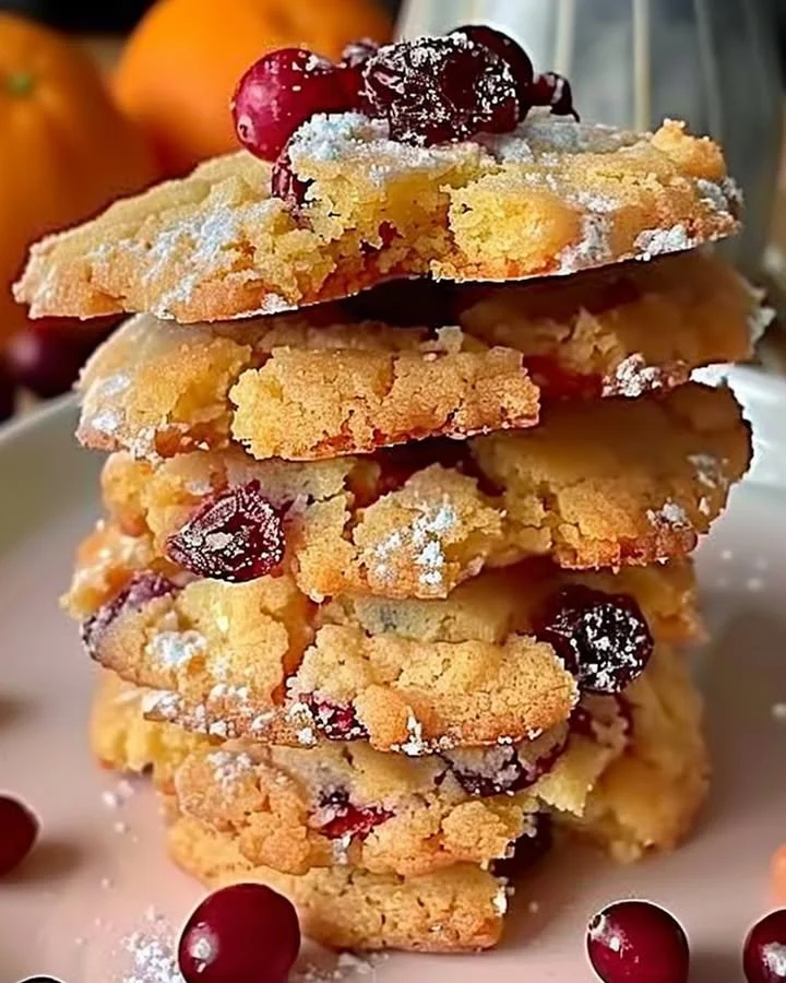 Cranberry Orange Shortbread Cookies on a decorative plate