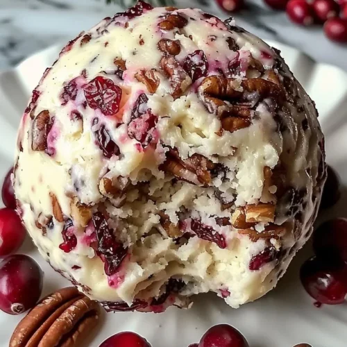 Cranberry Pecan Cheese Ball served on a festive platter