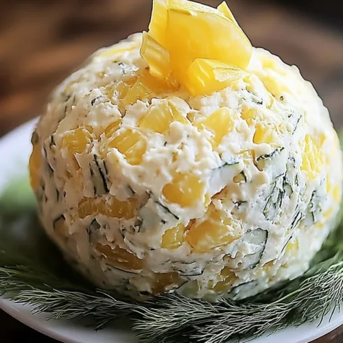 Creamy Dill Pickle Cheese Ball served on a platter with crackers