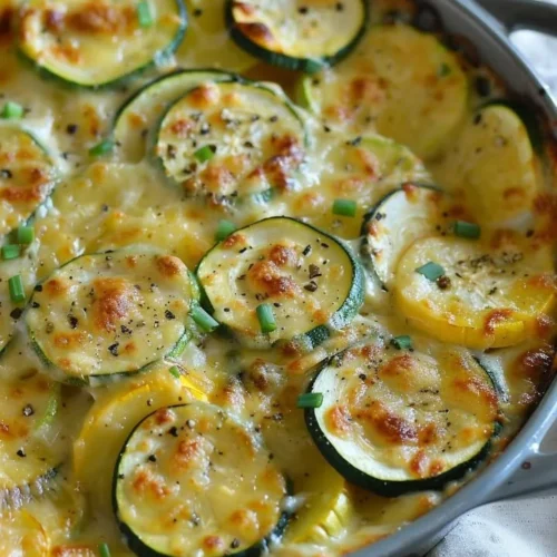 Creamy Gouda and veggie bake with melted cheese and colorful vegetables