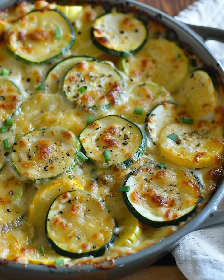 Creamy Gouda and veggie bake with melted cheese and colorful vegetables