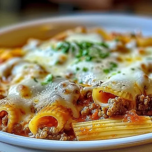 Delicious creamy ricotta beef stuffed shells pasta topped with cheese