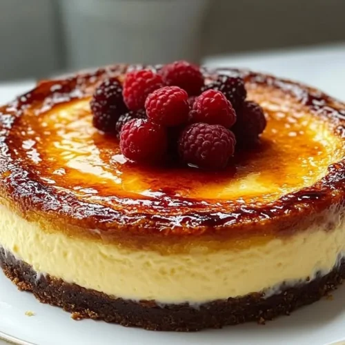 Delicious Crème Brûlée Cheesecake topped with caramelized sugar crust