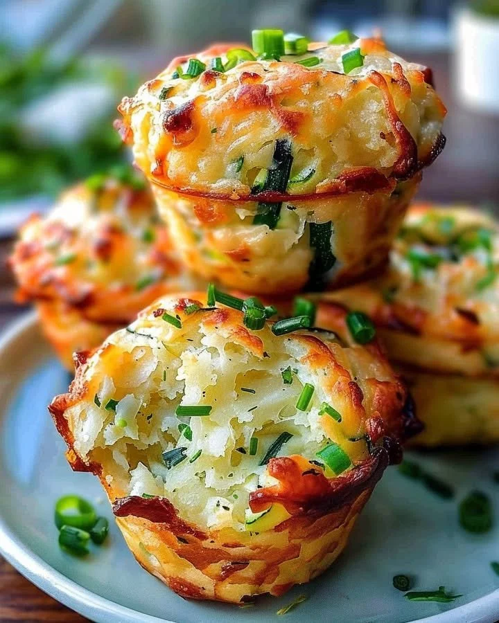 Crispy Parmesan Zucchini Muffins made with zucchini and potato