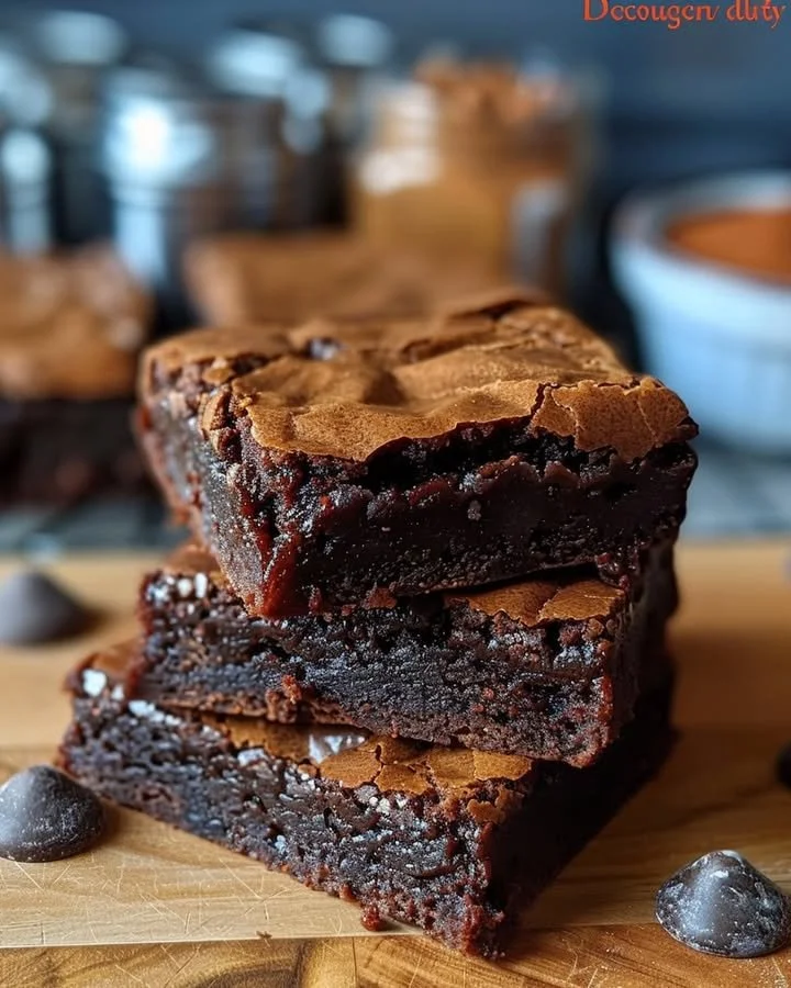Decadent Dr. Pepper brownies topped with chocolate and served on a plate