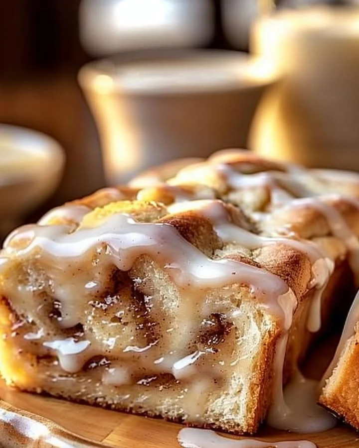 Delicious Dollywood Cinnamon Bread with Icing served warm and fresh.