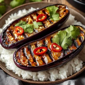 Easiest miso eggplant (Nasu Dengaku) beautifully plated with garnishes