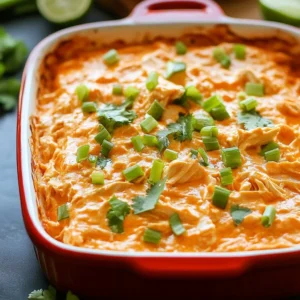 Dairy-free buffalo chicken dip served in a bowl with fresh vegetables