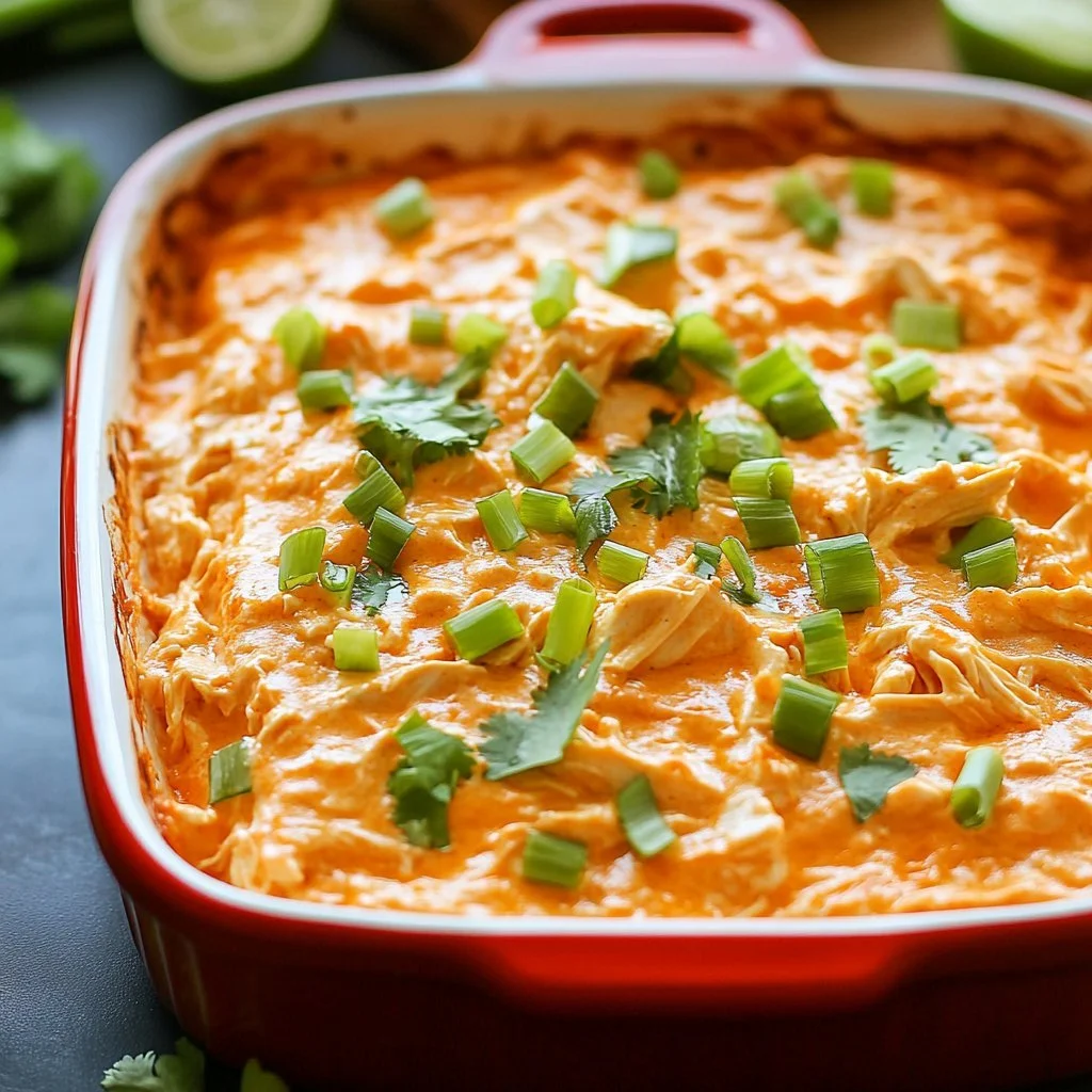 Dairy-free buffalo chicken dip served in a bowl with fresh vegetables