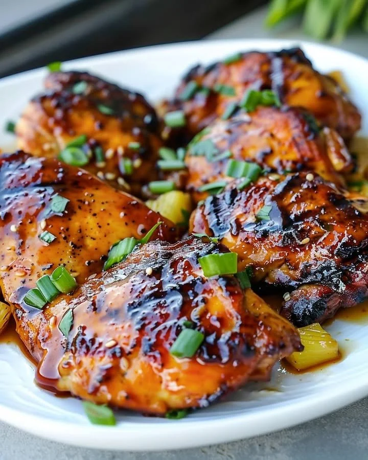 Delicious Easy Hawaiian Chicken served with pineapple and colorful vegetables