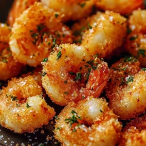 Plate of easy homemade popcorn shrimp ready to serve