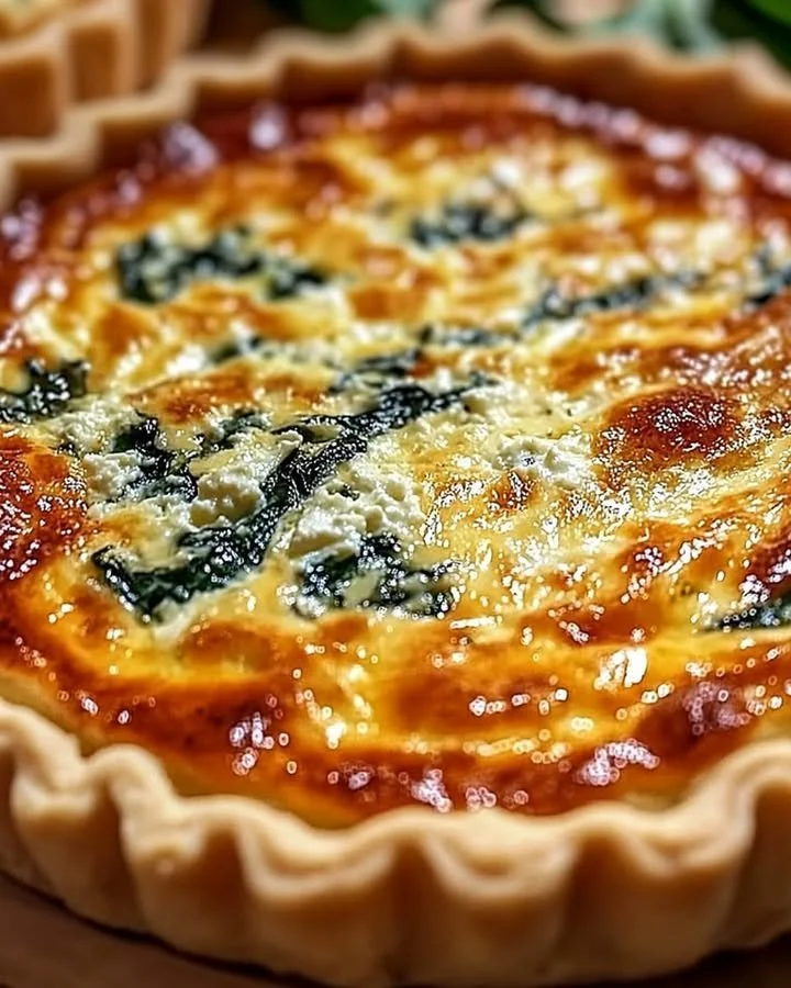 Elegant ricotta and spinach quiche made with fresh ingredients