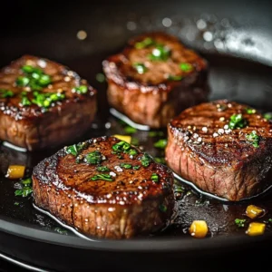 Garlic Butter Brazilian Steak with herbs and spices on a serving plate