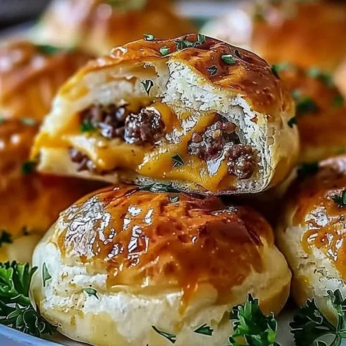 Garlic Parmesan Cheeseburger Bombs served on a plate, showcasing cheesy and flavorful filling.