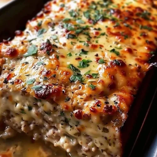 Delicious Garlic Parmesan Chicken Meatloaf served on a rustic plate