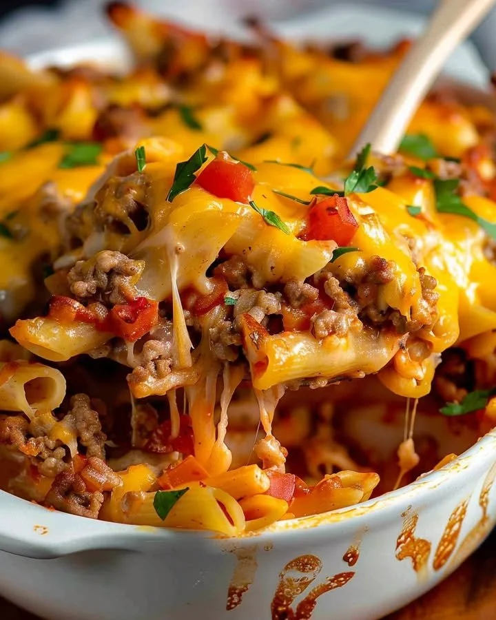 Delicious homemade Hamburger Casserole served in a skillet