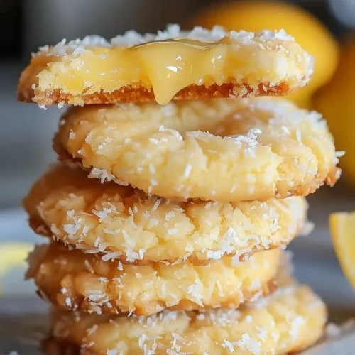 Heavenly coconut lemon curd cookies with a glossy lemon glaze