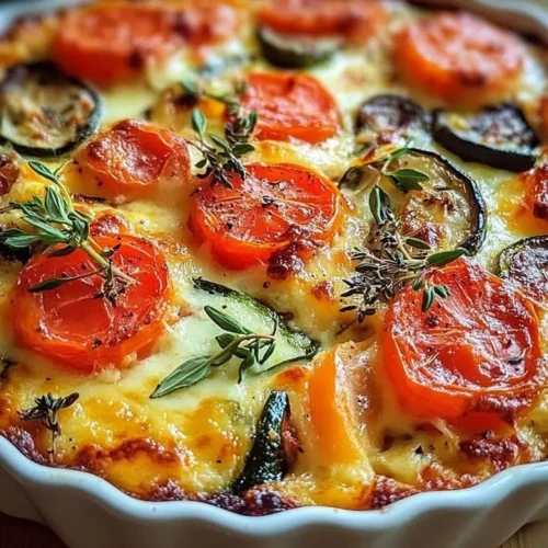 High protein cottage cheese veggie bake with fresh vegetables on a plate.