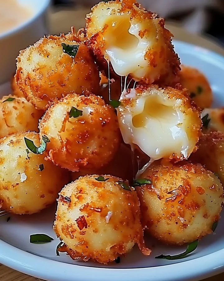 Crispy homemade fried cheese bites served with dipping sauce