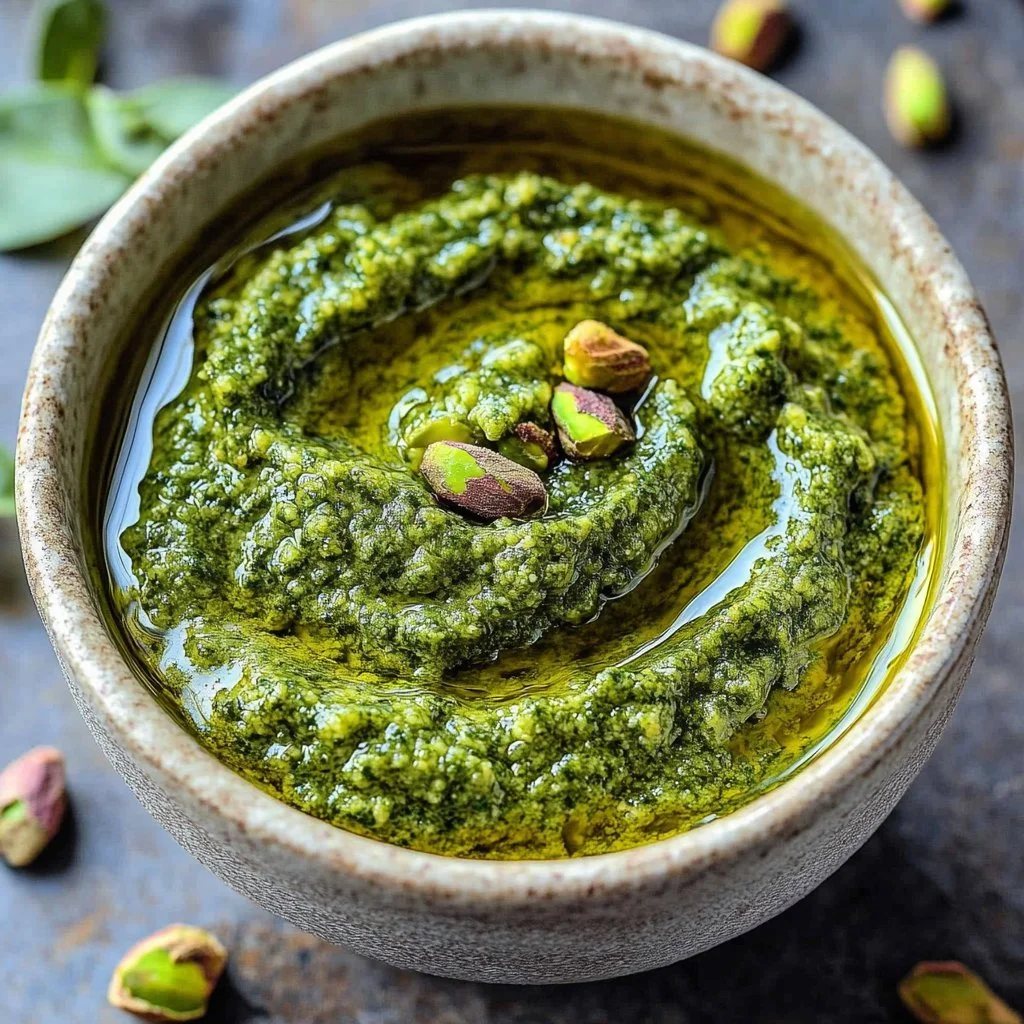 A jar of homemade sweet pistachio spread with a spoon
