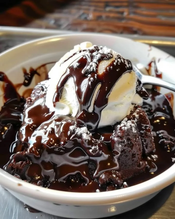 Hot Fudge Chocolate Pudding Cake with rich chocolate sauce
