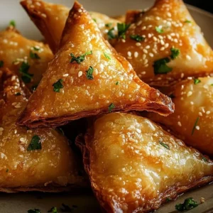 Delicious Hot Honey Feta Wonton Rolls served on a platter.