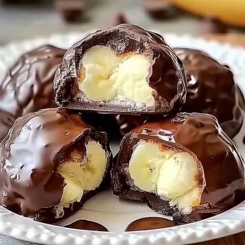 Delicious banana pudding chocolate puffs served on a plate