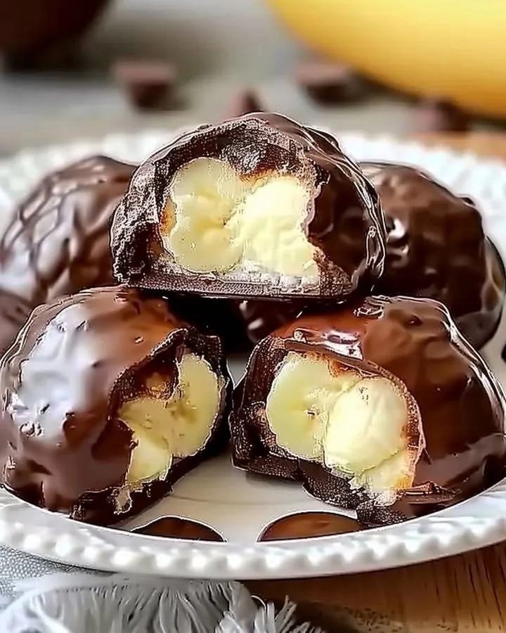 Delicious banana pudding chocolate puffs served on a plate