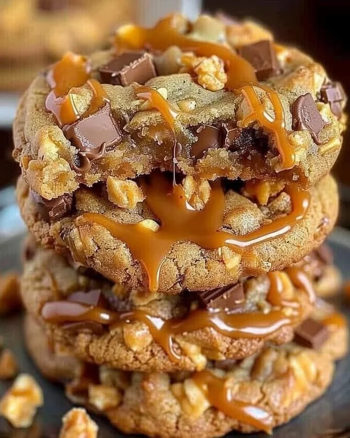Delicious Butterfinger caramel crunch cookies ready to be enjoyed