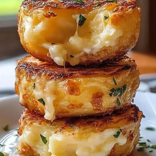 Delicious mashed potato cheese puffs served on a plate
