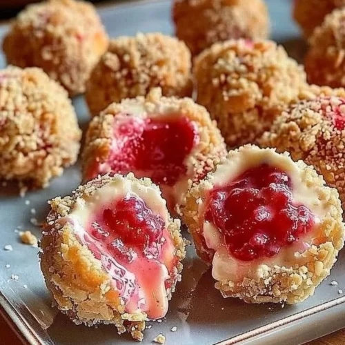 Irresistible strawberry cheesecake crunch bites recipe with fresh strawberries and creamy filling