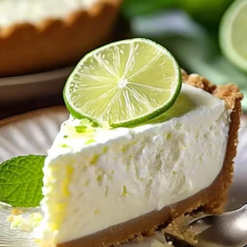 Delicious key lime cheesecake topped with whipped cream and lime zest.
