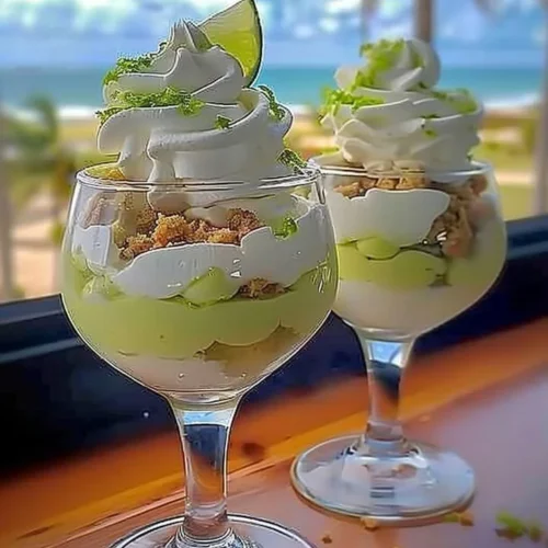 Delicious Key Lime Pie Cheesecake Piña Colada dessert with lime garnishes.