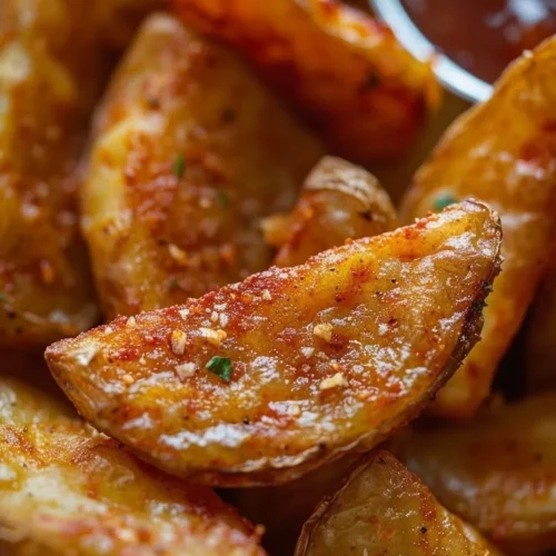 Crispy homemade KFC-style potato wedges served in a bowl