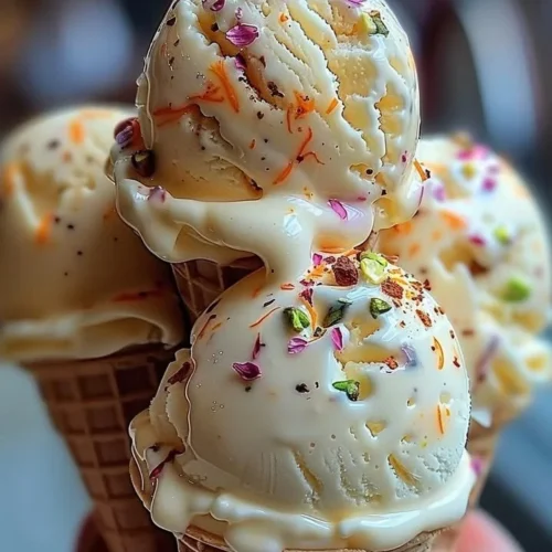 Delicious Kulfi Ice Cream topped with nuts and saffron