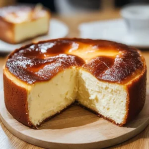 Loaf Pan Basque Cheesecake with a golden brown crust and creamy center