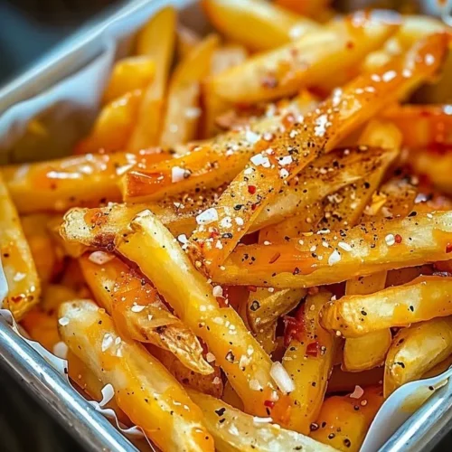Delicious Louisiana Voodoo Fries topped with spicy seasonings and sauces.