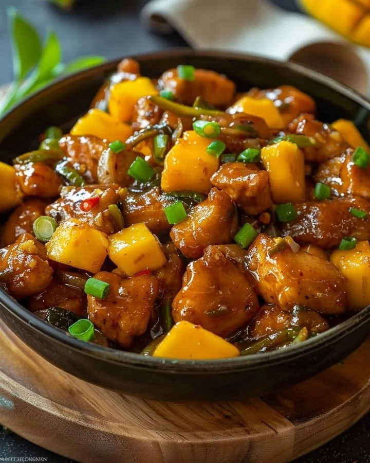 Delicious Mango Chili Chicken dish served on a plate