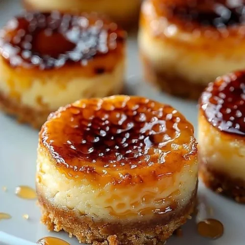 Mini Crème Brûlée Cheesecakes with a caramelized sugar crust on top