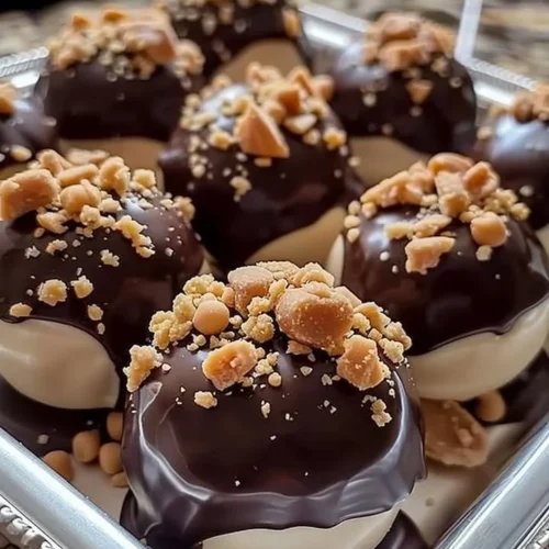 No-bake peanut butter cheesecake balls served on a plate