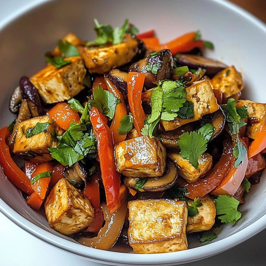 Nopalito Tofu Scramble served with fresh vegetables on a plate