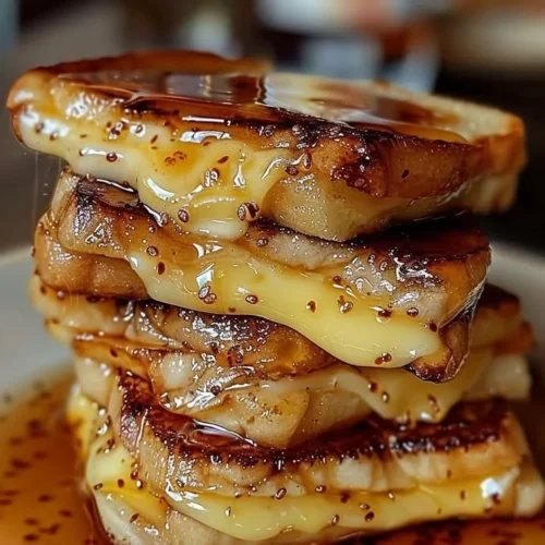 Delicious Overnight Crème Brûlée French Toast topped with caramelized sugar