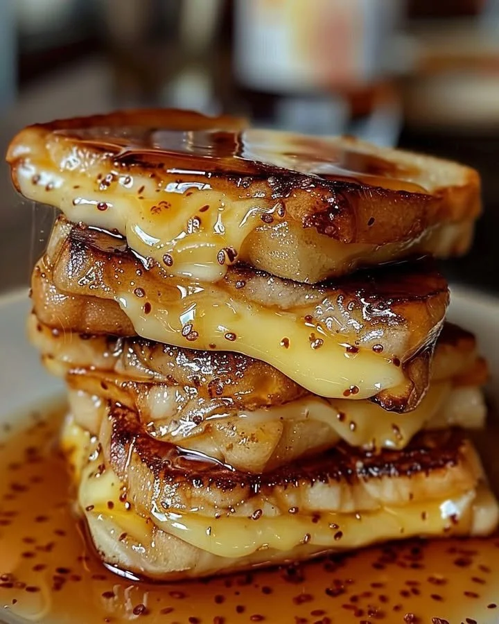 Delicious Overnight Crème Brûlée French Toast topped with caramelized sugar