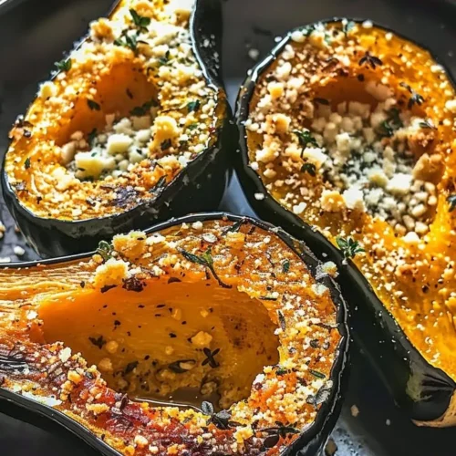 Delicious Parmesan herb roasted acorn squash served on a plate