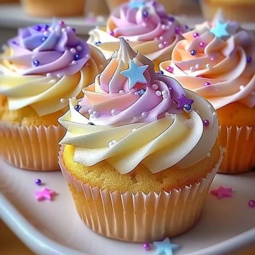 Beautiful pastel star cupcakes decorated for a festive celebration