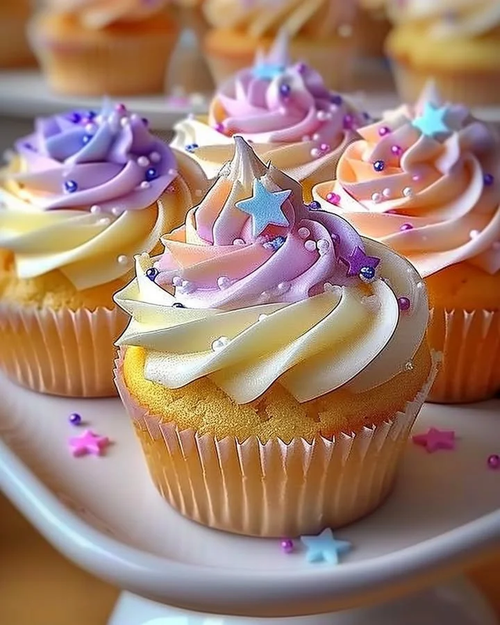 Beautiful pastel star cupcakes decorated for a festive celebration