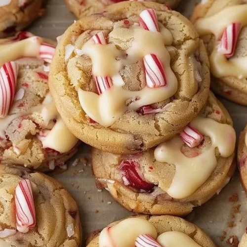 Peppermint Cheesecake Cookies on a festive plate with sprinkles
