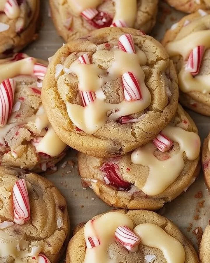 Peppermint Cheesecake Cookies on a festive plate with sprinkles