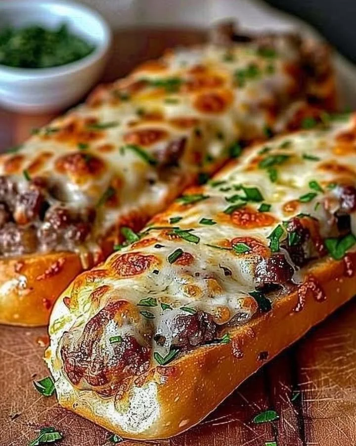 Philly cheesesteak stuffed cheesy breadsticks on a serving plate